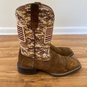 Ariat Sport Patriot Western Boot Antique Mocha Suede Size 10